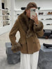 Women's Faux-Suede Blazer with a Faux-Fur Collar and Cuffs