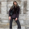 Women's Faux-Suede Blazer with a Faux-Fur Collar and Cuffs