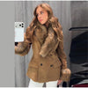 Women's Faux-Suede Blazer with a Faux-Fur Collar and Cuffs