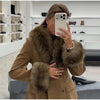 Women's Faux-Suede Blazer with a Faux-Fur Collar and Cuffs