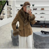 Women's Faux-Suede Blazer with a Faux-Fur Collar and Cuffs