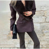 Women's Faux-Suede Blazer with a Faux-Fur Collar and Cuffs