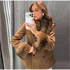 Women's Faux-Suede Blazer with a Faux-Fur Collar and Cuffs