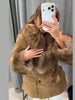 Women's Faux-Suede Blazer with a Faux-Fur Collar and Cuffs