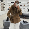 Women's Faux-Suede Blazer with a Faux-Fur Collar and Cuffs