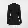 Women's V-Neck Single-Breasted Blazer with a Cinched Waist in Black or White