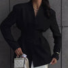 Women's V-Neck Single-Breasted Blazer with a Cinched Waist in Black or White