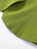 Women's Green Stand-Collar Blazer with Puff Sleeves and a Curved Hem