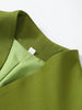 Women's Green Stand-Collar Blazer with Puff Sleeves and a Curved Hem