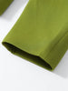 Women's Green Stand-Collar Blazer with Puff Sleeves and a Curved Hem
