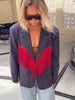 Women's Contrast Plaid Blazer with V-Neck Lapels and Tassel Trim
