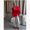 Women's Oversized Long-Sleeve Blazer with Single-Button Closure