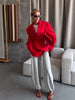 Women's Oversized Long-Sleeve Blazer with Single-Button Closure