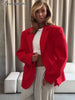 Women's Oversized Long-Sleeve Blazer with Single-Button Closure