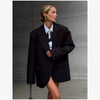 Women's Oversized Long-Sleeve Blazer with Single-Button Closure