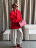 Women's Oversized Long-Sleeve Blazer with Single-Button Closure