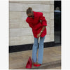 Women's Oversized Long-Sleeve Blazer with Single-Button Closure