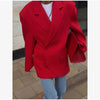 Women's Oversized Long-Sleeve Blazer with Single-Button Closure