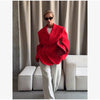 Women's Oversized Long-Sleeve Blazer with Single-Button Closure