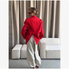 Women's Oversized Long-Sleeve Blazer with Single-Button Closure