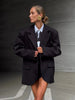 Women's Oversized Long-Sleeve Blazer with Single-Button Closure