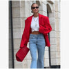 Women's Oversized Long-Sleeve Blazer with Single-Button Closure