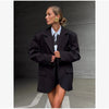 Women's Oversized Long-Sleeve Blazer with Single-Button Closure