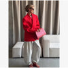 Women's Oversized Long-Sleeve Blazer with Single-Button Closure