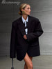 Women's Oversized Long-Sleeve Blazer with Single-Button Closure