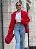 Women's Oversized Long-Sleeve Blazer with Single-Button Closure