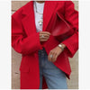 Women's Oversized Long-Sleeve Blazer with Single-Button Closure