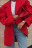 Women's Oversized Single-Button Blazer with Notched Lapels in Four Colors