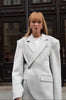 Women's Oversized Red Blazer Jacket with Notched Lapels and a Single-Button Front