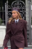 Women's Oversized Red Blazer Jacket with Notched Lapels and a Single-Button Front