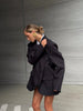 Women's Oversized Red Blazer Jacket with Notched Lapels and a Single-Button Front