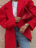 Women's Oversized Red Blazer Jacket with Notched Lapels and a Single-Button Front