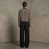 Women's Cropped Tweed Blazer with a Mandarin Collar Contrast Trim and Gold Buttons