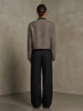 Women's Cropped Tweed Blazer with a Mandarin Collar Contrast Trim and Gold Buttons