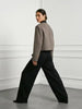 Women's Cropped Tweed Blazer with a Mandarin Collar Contrast Trim and Gold Buttons