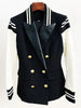 Women's Leather Blazer with Double-Breasted Design