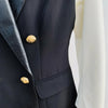 Women's Leather Blazer with Double-Breasted Design