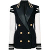 Women's Leather Blazer with Double-Breasted Design