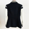 Women's Leather Blazer with Double-Breasted Design