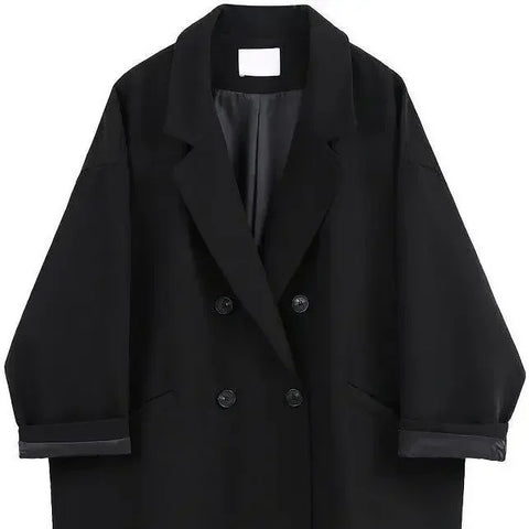 Women's Oversized Vintage Blazer Jacket for Spring and Autumn in Black or Coffee