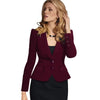 Women's Short Blazer Jacket with Long Sleeves and Notched Lapels in Four Colors