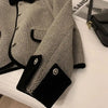 Women's 's Autumn And Winter Plush Thickened Suit Short Loose Versatile Grey Splice Casual Blazer