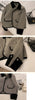 Women's 's Autumn And Winter Plush Thickened Suit Short Loose Versatile Grey Splice Casual Blazer