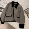 Women's 's Autumn And Winter Plush Thickened Suit Short Loose Versatile Grey Splice Casual Blazer