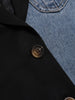 Women's Blue Denim Blazer with Notched Lapels and Long Sleeves