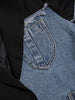 Women's Blue Denim Blazer with Notched Lapels and Long Sleeves